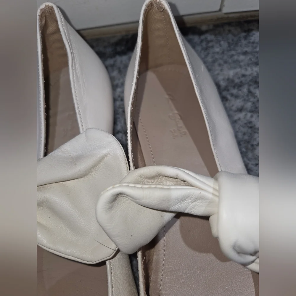 Zara Kids Dressy Cream Ballet Flats With Bow Size 3